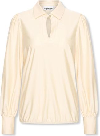 Hart by Helena Hart Elegante Ecru Blousetop met Subtiele Glans - Dames - Blouses - Beige - M - Overhemden
