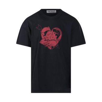 Our Legacy T-Shirts, male, Black, Size: 2XL Love Story Print Loose T-Shirt