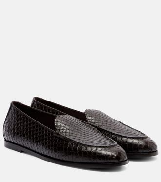 Aquazzura College snake-effect leather loafers