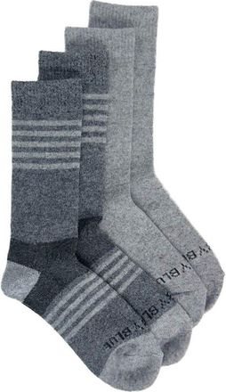 United By Blue 2-Pack Stripe Wool & Yak Blend Crew Socks in Heather Grey/lt Grey Mul4 at Nordstrom, Size Medium
