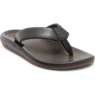 Olukai Ilikai Flip Flop in Black/black at Nordstrom, Size 13