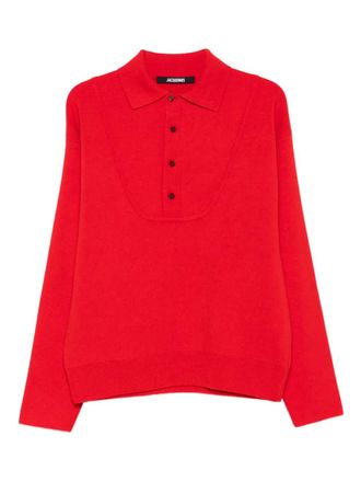 Jacquemus polo-neck buttoned sweater - men - Merino/Cashmere - L - Red