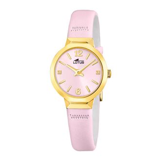 Lotus Ronde horloge met leren band - Dames - Horloges - Roze - ONE Size - Leer - Accessoires