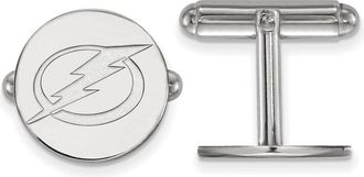 Diamond2Deal Sterling Silver Rhodium-plated Tampa Bay Lightning Cuff Links