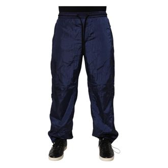 Dolce & Gabbana Sweatpants, male, Blue, XS, Blue Nylon Straight Jogger Joggers