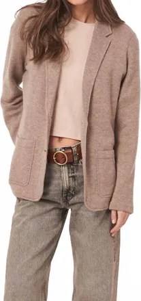 Repeat Figure-Skimming Knit Cardigan With Lapel Collar In Sand