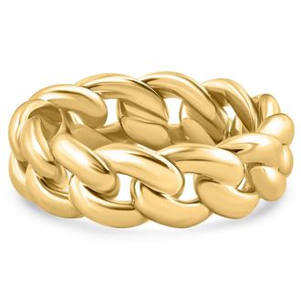 Pompeii3 Mens Solid Heavy 8mm 14k Gold Cuban Link Ring