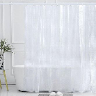 No Brand Cortina De Ba&ntilde;o De 180x200, Cortina De Ducha De Peva Antimoho, Semitransparente, Con Estampado A Cuadros
