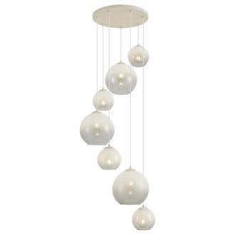 QAZQA Qazqa L&aacute;mpara Colgante Art D&eacute;co Beige Con Cristal Blanco 7 Luces