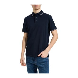 Emporio Armani Polo shirt met gestreepte kraag - Heren - Polos - Blauw - S - Katoen - Tops
