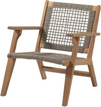 Bora Fauteuil De Jardin Bas En Bois DAcacia Fsc Et En R&eacute;sine Tress&eacute;e - Bora - L60xp76xh73 Cm