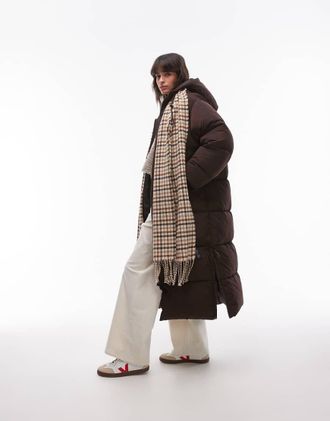 Topshop Piumino marrone taglio lungo