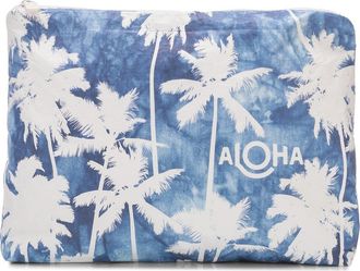 Aloha Collection Mid Coco Palms Water Resistant Zip Pouch in Indigo at Nordstrom