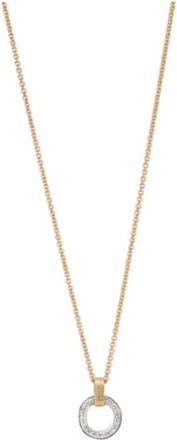 Marco Bicego Jaipur Link Collection 18K Yellow & White Gold Flat-Link Diamond Pendant Necklace
