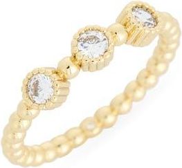 Covet Cubic Zirconia Ball Textured Band Ring in Clear /Gold at Nordstrom Rack, Size 8