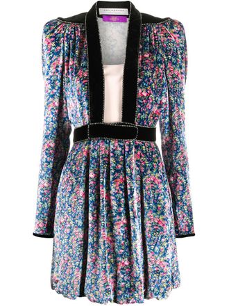 Philosophy di Lorenzo Serafini pleated velvet mini dress - women - Silk/Polyester/Viscose - 44 - Blue