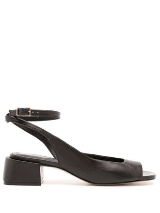 Studio Chofakian square-toe leather sandals - Black