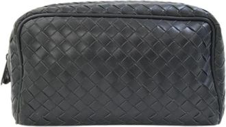 Bottega Veneta Pre-owned Intrecciato Pouch - Dames - Vintage Clutch - Zwart - ONE Size - Leer - Vintage