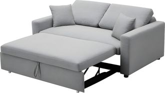 Vente-Unique Sof&aacute; cama de 3 plazas de tela - Gris claro - INIZOR