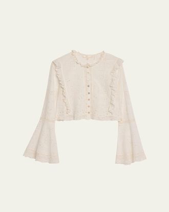 LoveShackFancy Hawthorn Eyelet-Embroidered Top