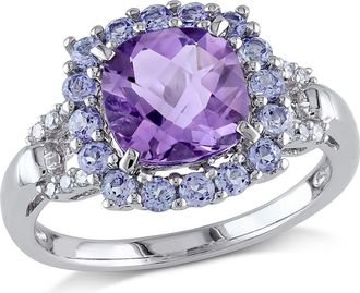 Delmar Sterling Silver Amethyst, Tanzanite & Diamond Fashion Ring - 0.06 ctw in Purple at Nordstrom Rack, Size 4.5