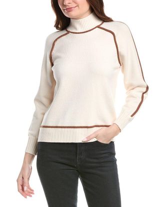 T Tahari Mock Neck Contrast Pullover