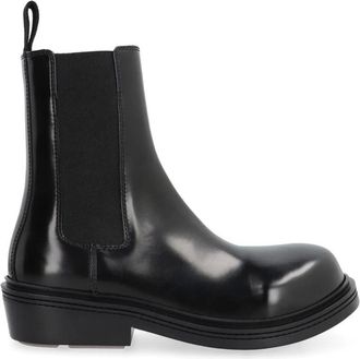 Bottega Veneta Schoenen, Dames, Zwart, 38 EU, Leer, Enkellaarzen met blokhak en elastische panelen
