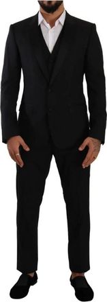 Dolce & Gabbana Zwart Slim Fit 3-delig Pak - Heren - Business pakken - Zwart - L - Kostuums