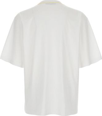 Jacquemus Mens T-Shirt With Front Logo, White Cotton T-Shirts And Polos