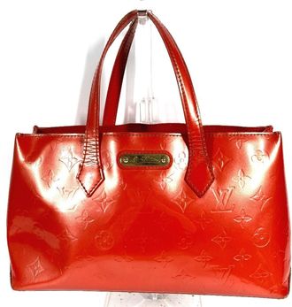 Louis Vuitton Orange Monogram Vernis Handbag Tote Bag (Pre-Owned)