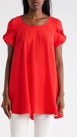 Patrizia Luca Ruffle Sleeve Tunic Top in Red at Nordstrom Rack, Size X-Small