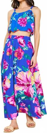 Skies Are Blue Clothing Floral Maxi Skirt In Blue