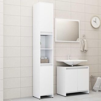vidaXL Set Mobili da Bagno 3 pz Bianco in Truciolato - Vidaxl