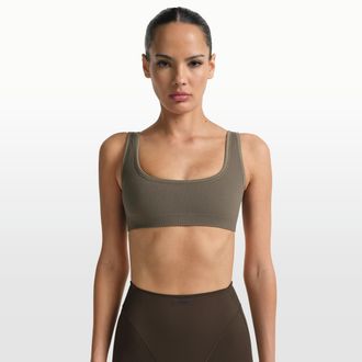 Nike Womens SKIMS Ribbed Seamless Micro-Scoop Bra in Brown | BABRA9712W-DOD