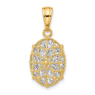 Diamond2Deal 14k Yellow Gold with White Rhodium Polished Dia-cut Pendant