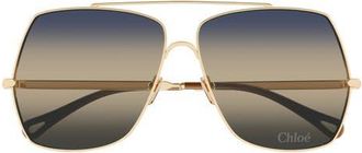 Chlo&eacute; 62mm Oversize Gradient Rectangular Sunglasses in Gold at Nordstrom
