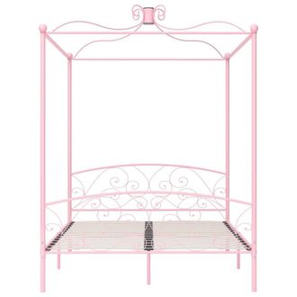 Berkfield Home Elegant Canopy Bed Frame Pink Metal 160x200 cm