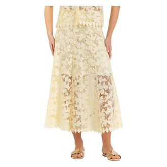 Kocca Midi Skirts, female, Yellow, Size: 2XS Floral Macram&eacute; Lace Skirt