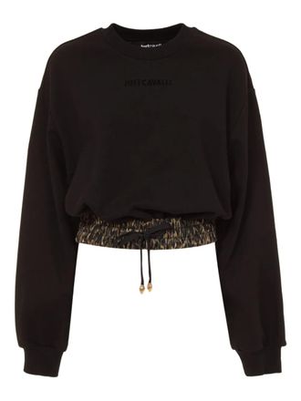 Just Cavalli drawstring leopard-print sweatshirt - Black