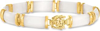 Ross-Simons White Agate Good Fortune Bracelet in 18kt Gold Over Sterling