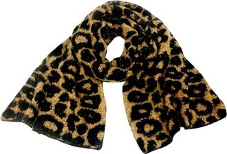 Kensie Womens Leopard Fuzzy Scarf In Brown