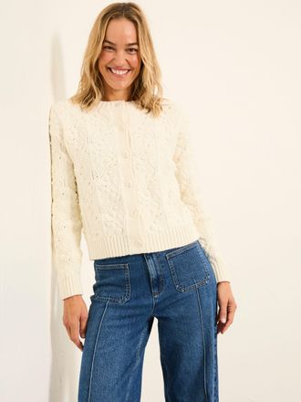 Fat Face FatFace Ivory Bobble Knitted Cardigan