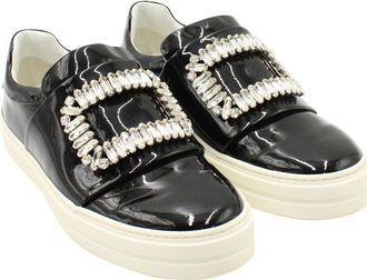 Roger Vivier Womens Patent Leather Sneaky Viv Crystal Embellished Slip On Sneaker (Authentic Pre-Loved)