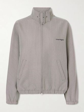 Courr&egrave;ges Bomber In Misto Lana Pied-de-poule Con Fibbia - Verde