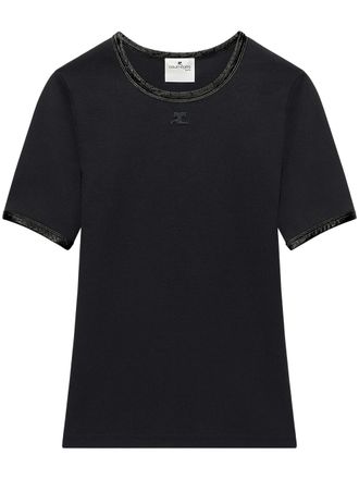 Courr&egrave;ges Vinyl Trim Black Short-Sleeve T-Shirt