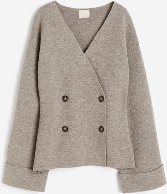 H&M Zweireihiger Cardigan aus Wolle - Brown