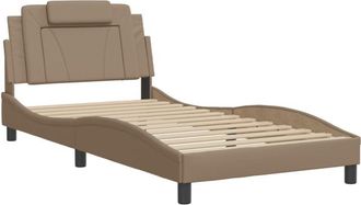 vidaXL Vidaxl - Estructura de cama con led cuero sintético capuchino 100x200 cm