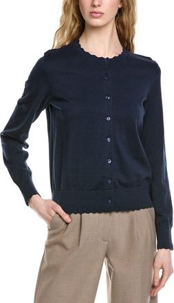 Brooks Brothers Scalloped Pointelle Trim Cardigan