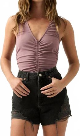 Promesa Kai Rouched Open Back Bodysuit In Mauve