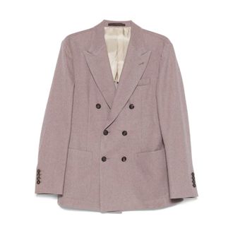 Eleventy Jassen, Heren, Roze, L, Wol, Double-breasted Blazer